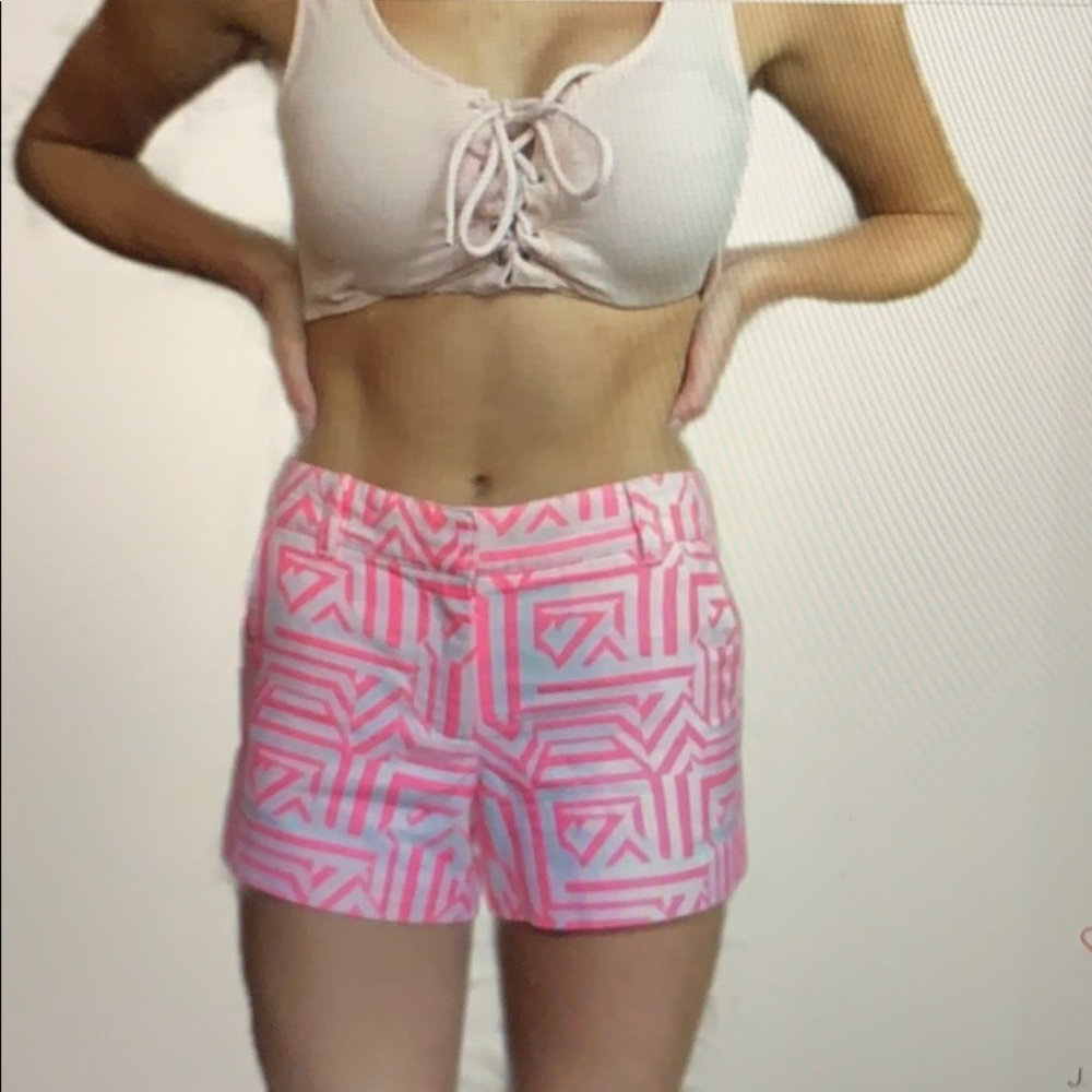 J.crew neon hot pink geometric cotton shorts